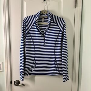 EUC LUCY 1/2 zip striped pullover with finger holes